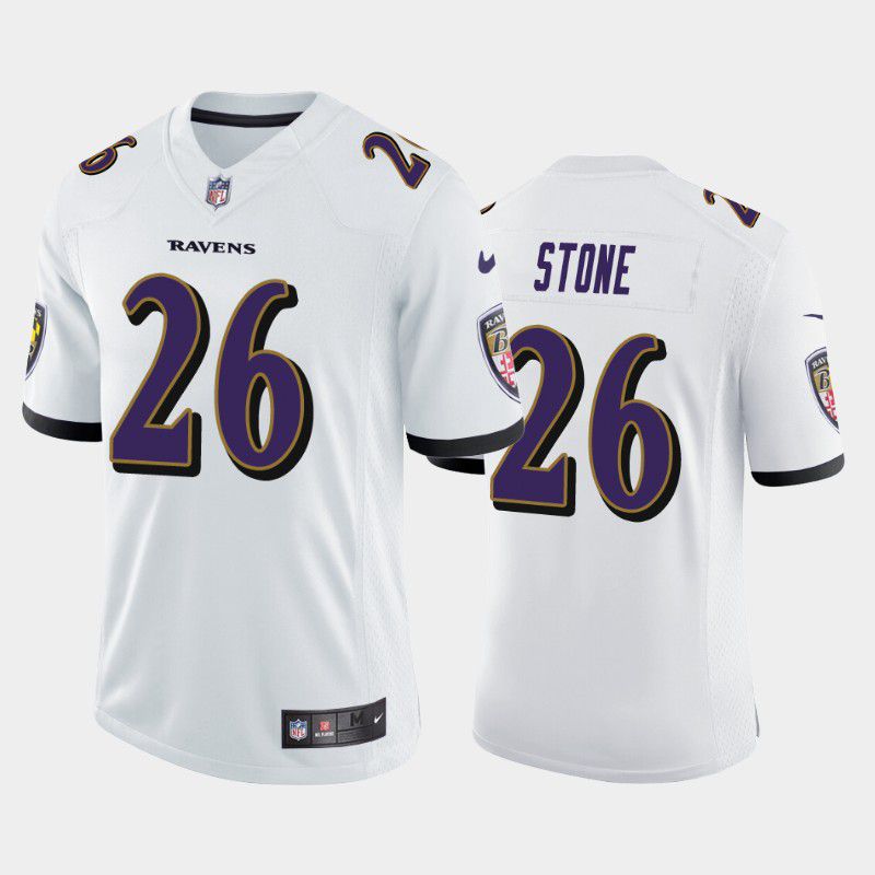 Men Baltimore Ravens #26 Geno Stone Nike White Game NFL Jersey->baltimore ravens->NFL Jersey